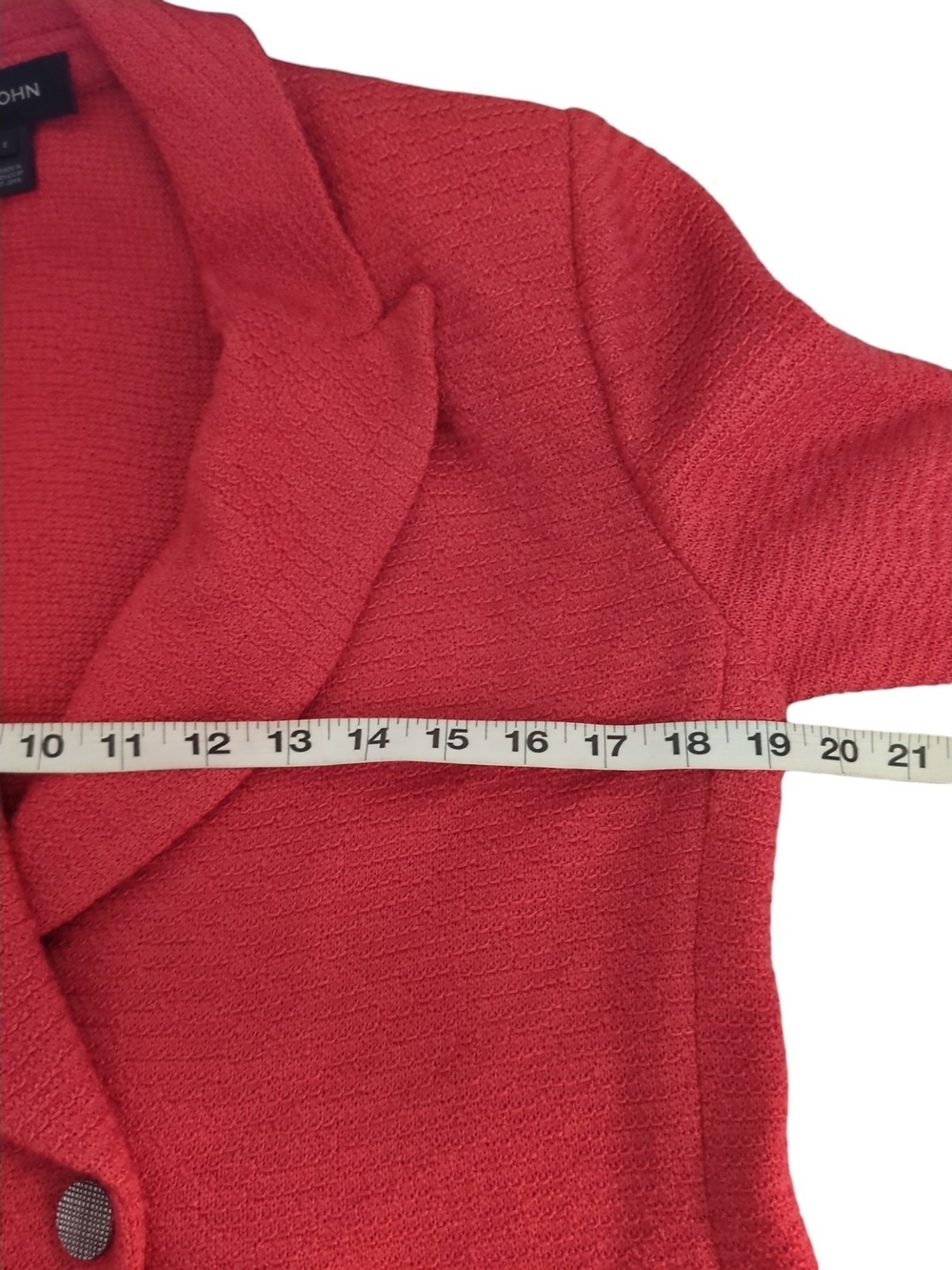 St. John Collection Pre-Fall 2021 Textured Knit Blazer Coral Red Sz 6 Designer - Picture 9 of 11